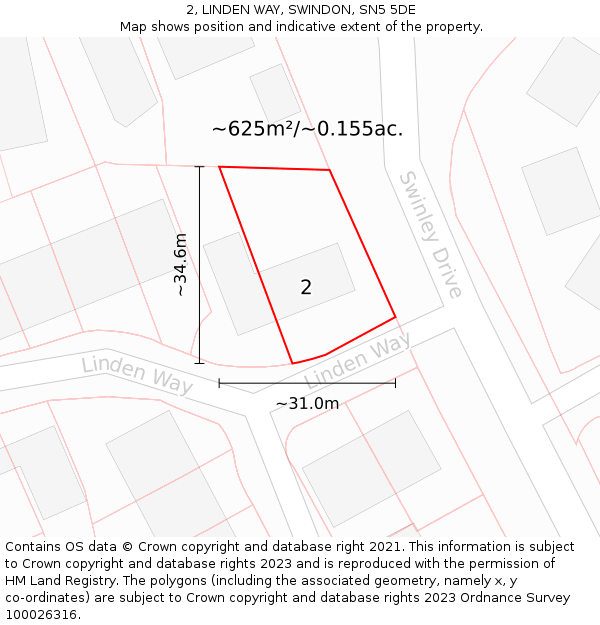 2, LINDEN WAY, SWINDON, SN5 5DE: Plot and title map