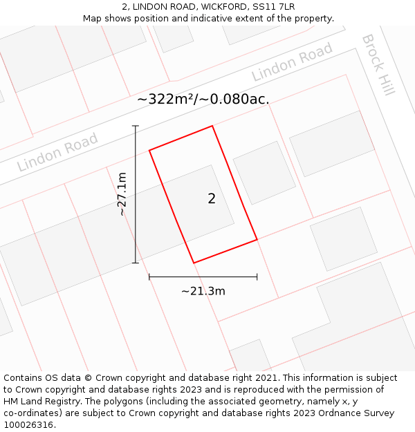 2, LINDON ROAD, WICKFORD, SS11 7LR: Plot and title map