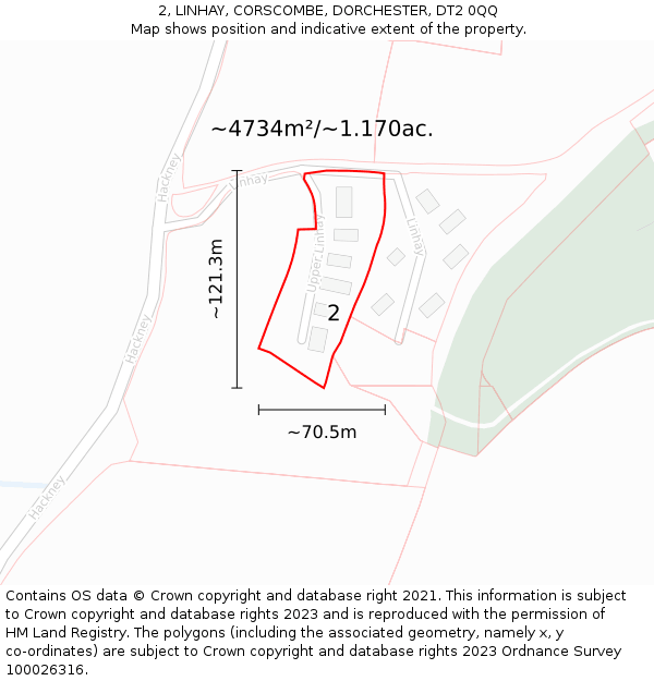 2, LINHAY, CORSCOMBE, DORCHESTER, DT2 0QQ: Plot and title map