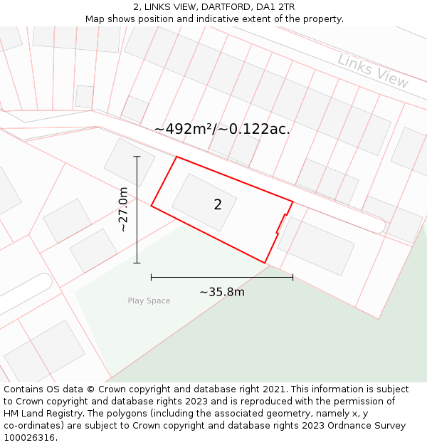 2, LINKS VIEW, DARTFORD, DA1 2TR: Plot and title map