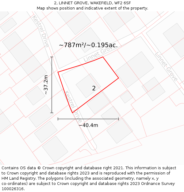 2, LINNET GROVE, WAKEFIELD, WF2 6SF: Plot and title map