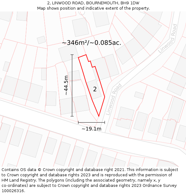 2, LINWOOD ROAD, BOURNEMOUTH, BH9 1DW: Plot and title map