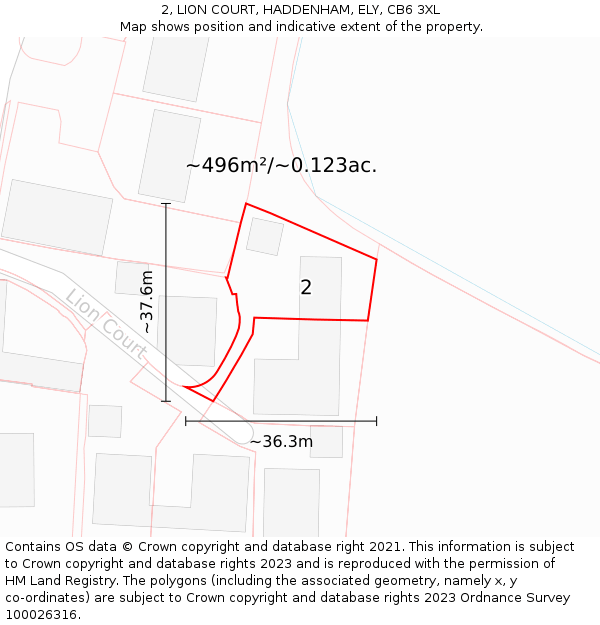 2, LION COURT, HADDENHAM, ELY, CB6 3XL: Plot and title map