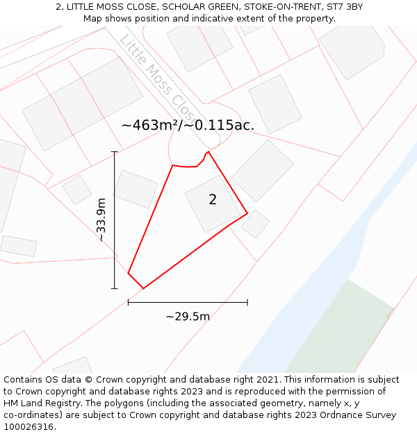 2, LITTLE MOSS CLOSE, SCHOLAR GREEN, STOKE-ON-TRENT, ST7 3BY: Plot and title map
