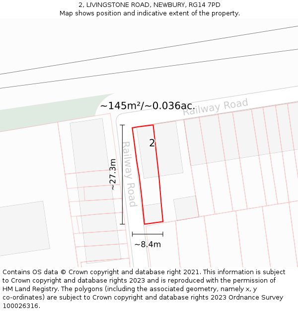 2, LIVINGSTONE ROAD, NEWBURY, RG14 7PD: Plot and title map