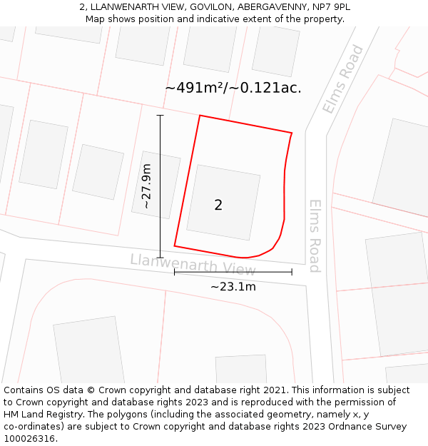 2, LLANWENARTH VIEW, GOVILON, ABERGAVENNY, NP7 9PL: Plot and title map