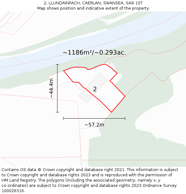 2, LLUNDAINFACH, CAERLAN, SWANSEA, SA9 1ST: Plot and title map