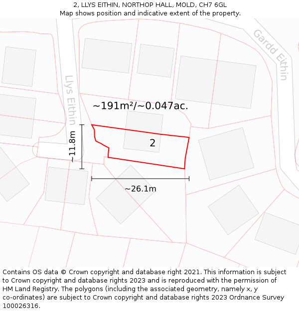 2, LLYS EITHIN, NORTHOP HALL, MOLD, CH7 6GL: Plot and title map