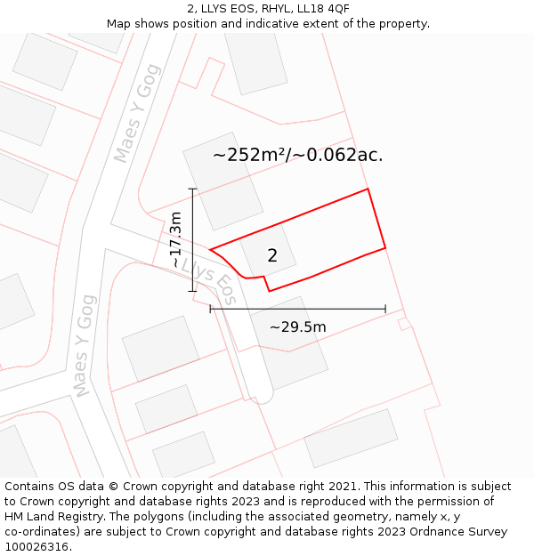 2, LLYS EOS, RHYL, LL18 4QF: Plot and title map