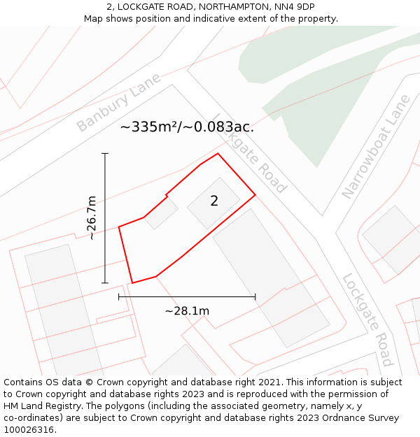 2, LOCKGATE ROAD, NORTHAMPTON, NN4 9DP: Plot and title map