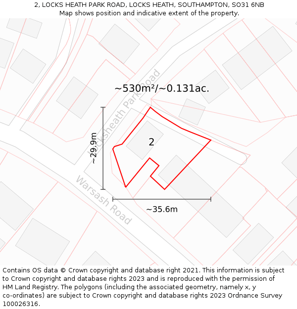 2, LOCKS HEATH PARK ROAD, LOCKS HEATH, SOUTHAMPTON, SO31 6NB: Plot and title map