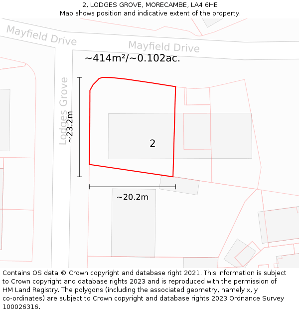 2, LODGES GROVE, MORECAMBE, LA4 6HE: Plot and title map