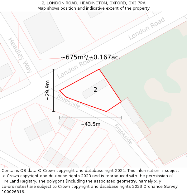 2, LONDON ROAD, HEADINGTON, OXFORD, OX3 7PA: Plot and title map