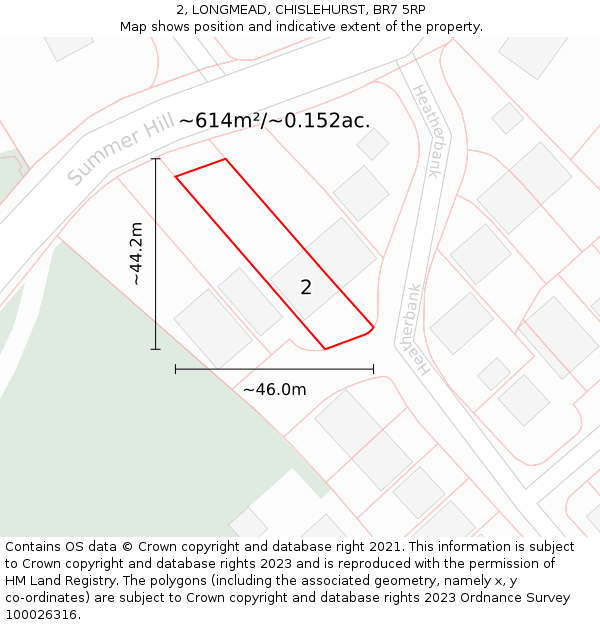 2, LONGMEAD, CHISLEHURST, BR7 5RP: Plot and title map