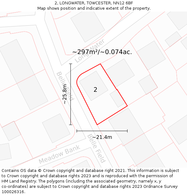 2, LONGWATER, TOWCESTER, NN12 6BF: Plot and title map