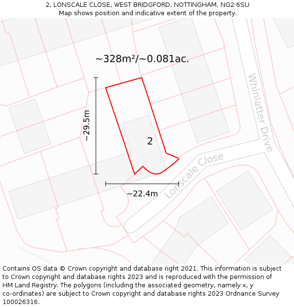 2, LONSCALE CLOSE, WEST BRIDGFORD, NOTTINGHAM, NG2 6SU: Plot and title map