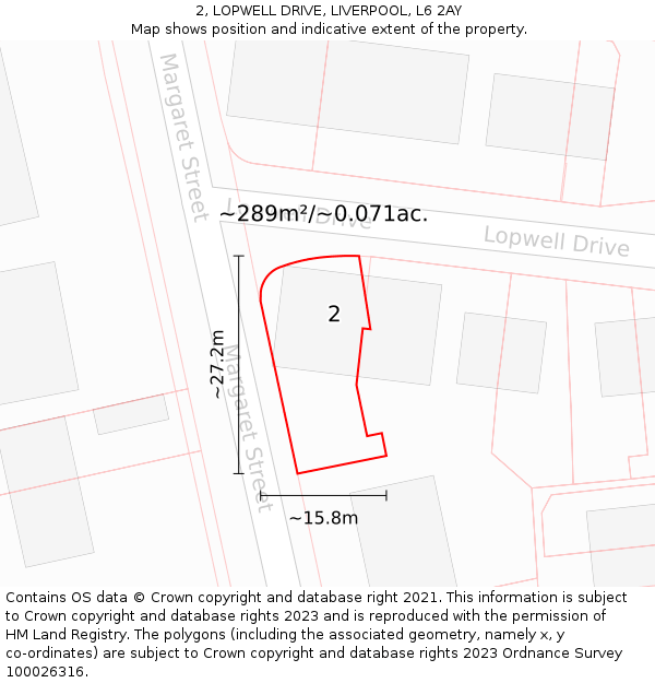 2, LOPWELL DRIVE, LIVERPOOL, L6 2AY: Plot and title map