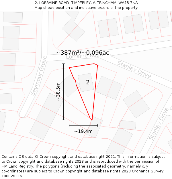 2, LORRAINE ROAD, TIMPERLEY, ALTRINCHAM, WA15 7NA: Plot and title map