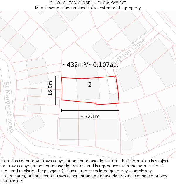 2, LOUGHTON CLOSE, LUDLOW, SY8 1XT: Plot and title map