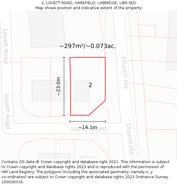 2, LOVETT ROAD, HAREFIELD, UXBRIDGE, UB9 6ED: Plot and title map