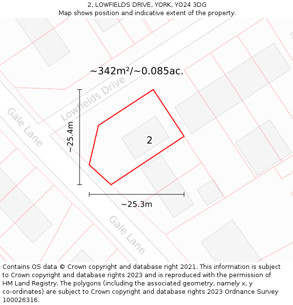 2, LOWFIELDS DRIVE, YORK, YO24 3DG: Plot and title map