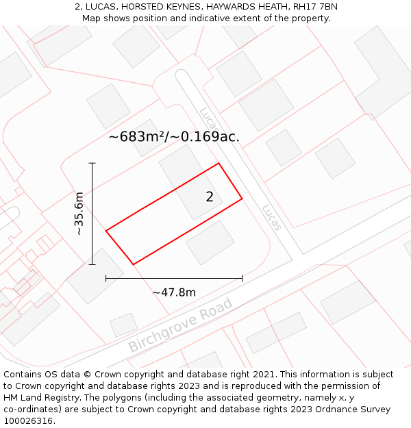2, LUCAS, HORSTED KEYNES, HAYWARDS HEATH, RH17 7BN: Plot and title map