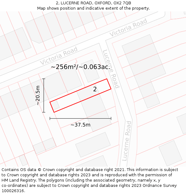 2, LUCERNE ROAD, OXFORD, OX2 7QB: Plot and title map