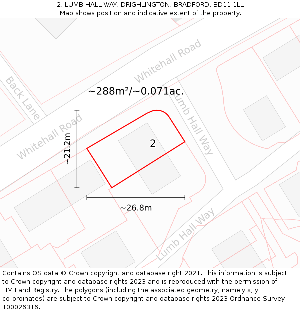 2, LUMB HALL WAY, DRIGHLINGTON, BRADFORD, BD11 1LL: Plot and title map