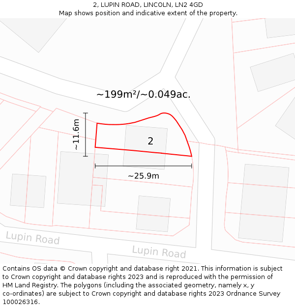 2, LUPIN ROAD, LINCOLN, LN2 4GD: Plot and title map