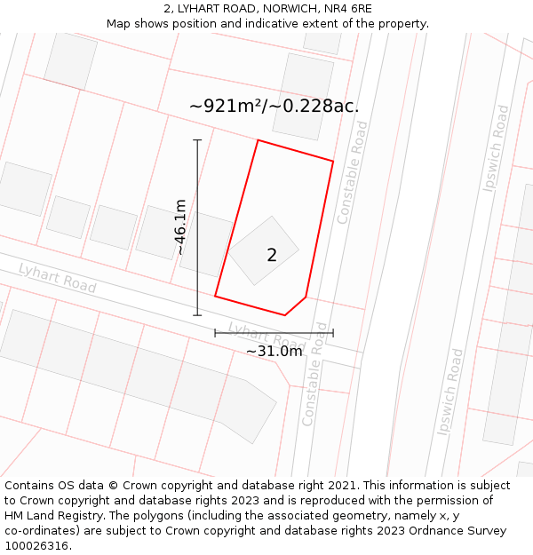 2, LYHART ROAD, NORWICH, NR4 6RE: Plot and title map