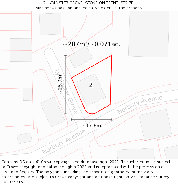 2, LYMINSTER GROVE, STOKE-ON-TRENT, ST2 7PL: Plot and title map