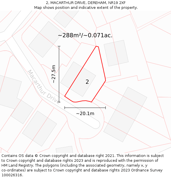 2, MACARTHUR DRIVE, DEREHAM, NR19 2XF: Plot and title map