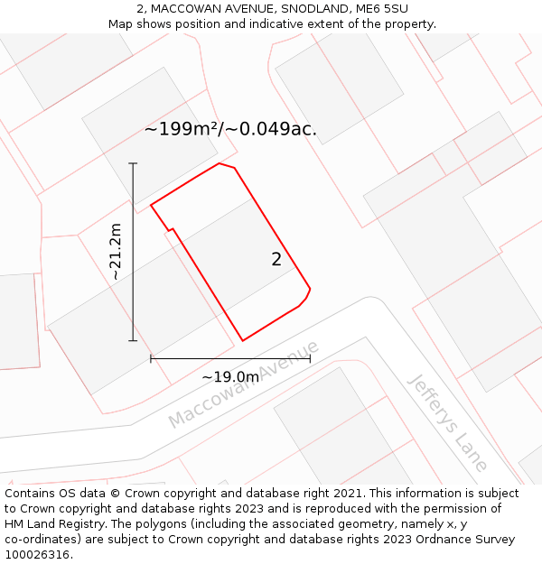 2, MACCOWAN AVENUE, SNODLAND, ME6 5SU: Plot and title map