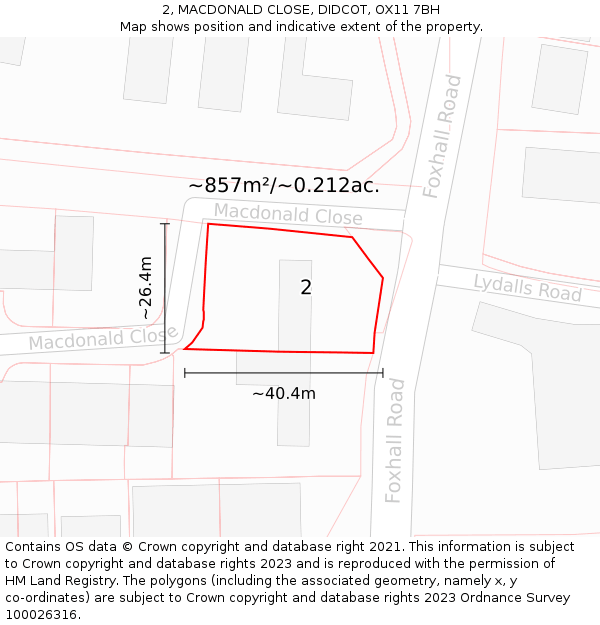 2, MACDONALD CLOSE, DIDCOT, OX11 7BH: Plot and title map