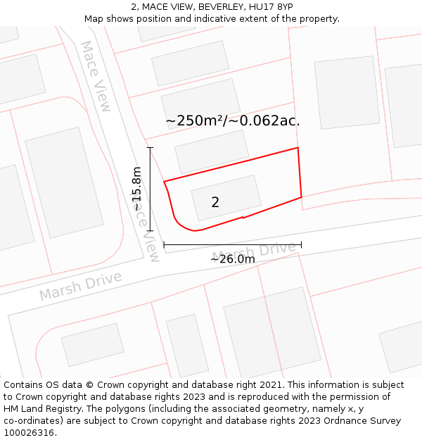 2, MACE VIEW, BEVERLEY, HU17 8YP: Plot and title map