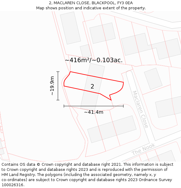 2, MACLAREN CLOSE, BLACKPOOL, FY3 0EA: Plot and title map