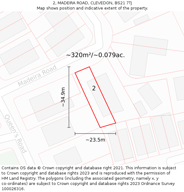 2, MADEIRA ROAD, CLEVEDON, BS21 7TJ: Plot and title map