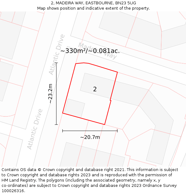 2, MADEIRA WAY, EASTBOURNE, BN23 5UG: Plot and title map