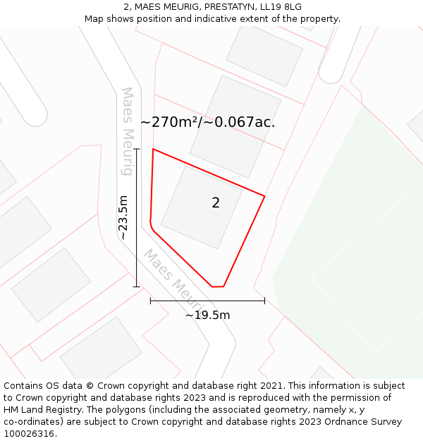 2, MAES MEURIG, PRESTATYN, LL19 8LG: Plot and title map