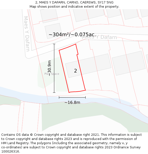 2, MAES Y DAFARN, CARNO, CAERSWS, SY17 5NG: Plot and title map