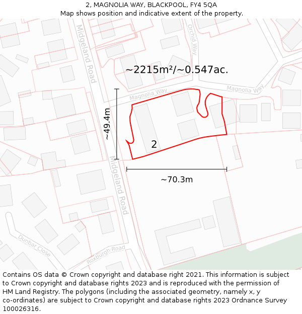 2, MAGNOLIA WAY, BLACKPOOL, FY4 5QA: Plot and title map