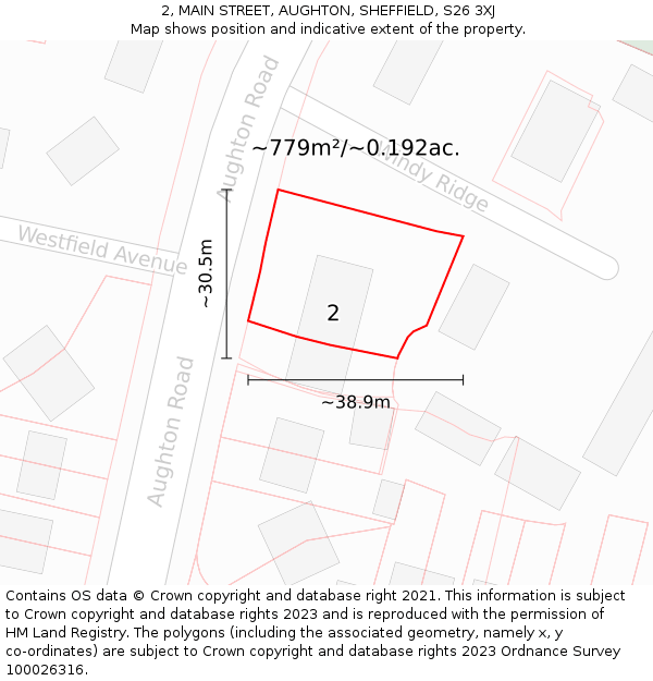 2, MAIN STREET, AUGHTON, SHEFFIELD, S26 3XJ: Plot and title map