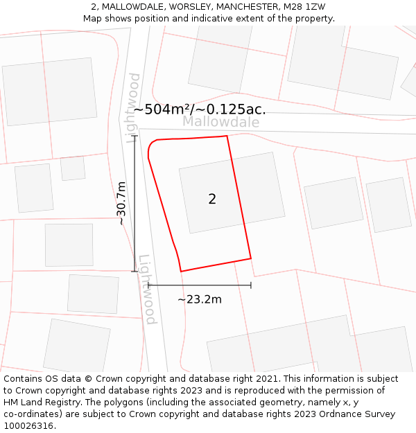 2, MALLOWDALE, WORSLEY, MANCHESTER, M28 1ZW: Plot and title map