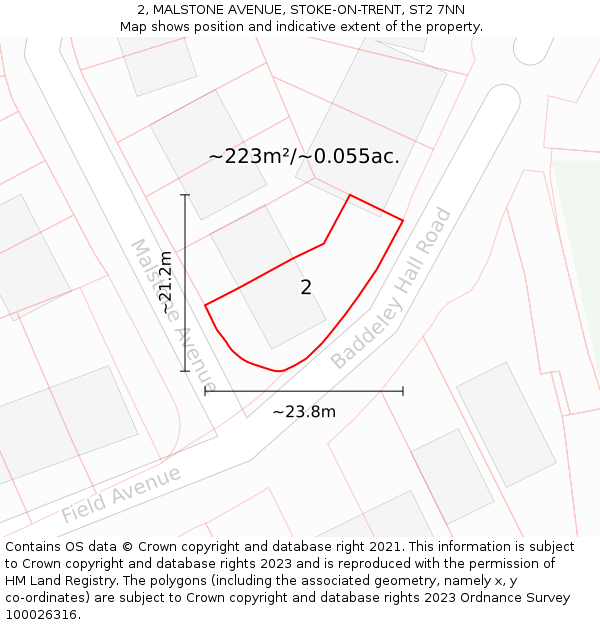 2, MALSTONE AVENUE, STOKE-ON-TRENT, ST2 7NN: Plot and title map