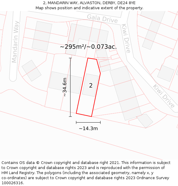 2, MANDARIN WAY, ALVASTON, DERBY, DE24 8YE: Plot and title map