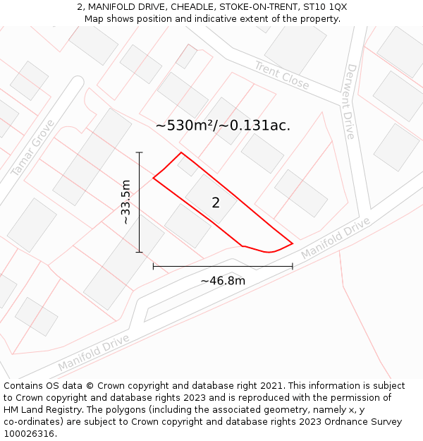 2, MANIFOLD DRIVE, CHEADLE, STOKE-ON-TRENT, ST10 1QX: Plot and title map