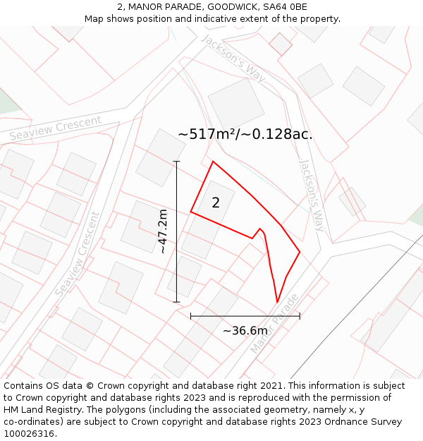 2, MANOR PARADE, GOODWICK, SA64 0BE: Plot and title map