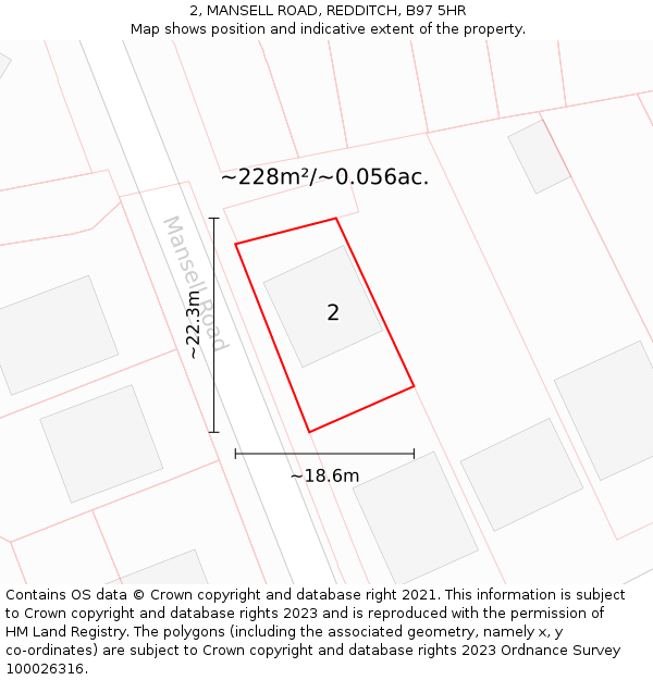 2, MANSELL ROAD, REDDITCH, B97 5HR: Plot and title map