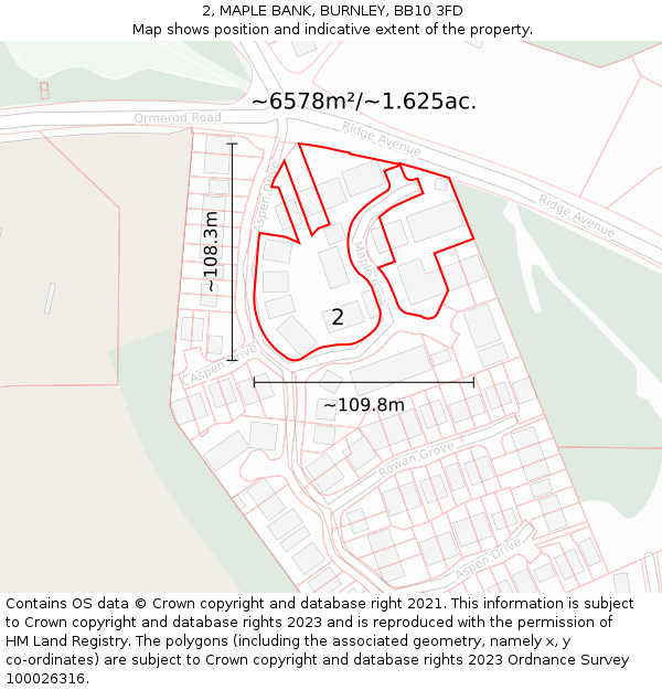 2, MAPLE BANK, BURNLEY, BB10 3FD: Plot and title map