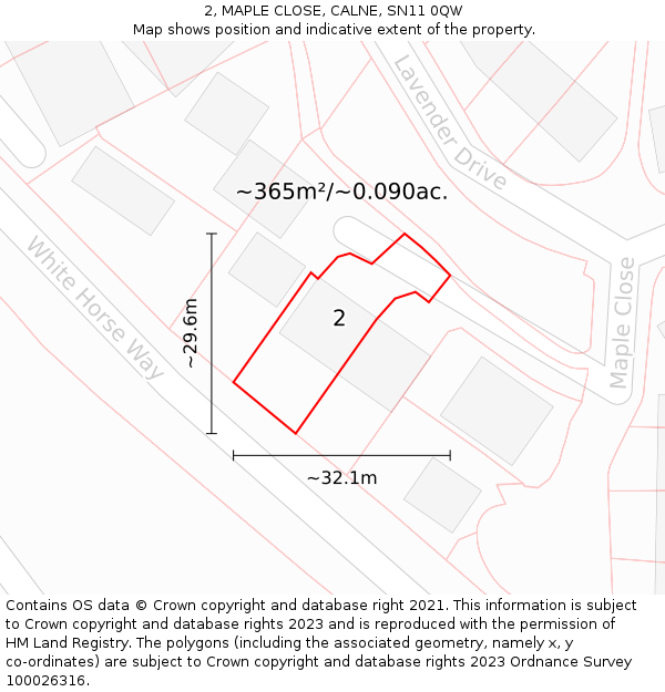 2, MAPLE CLOSE, CALNE, SN11 0QW: Plot and title map